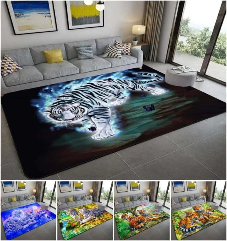 Carpets 3D Leopard Tiger Lion Cat Nonslip Area Rugs Large Mat For Living Room Comfortable Carpet Soft Floor Bedroom1852057