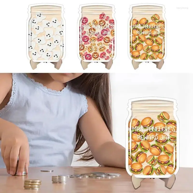 Stume di stoccaggio per la ricompensa in legno Jar comportamento positivo per bambini con moneta Desktop Ornamento decorazioni per la casa ragazzi ragazze quotidianamente