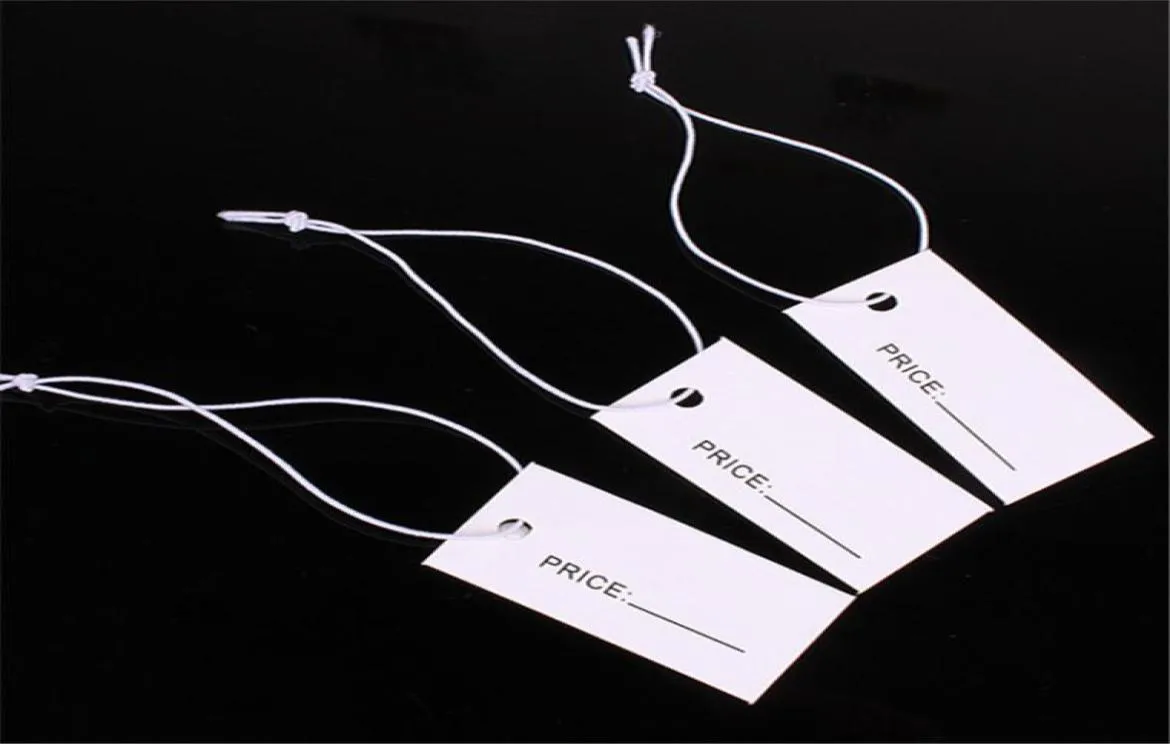 1000pcs 1733cm un côté papier blanc imprimé avec étiquette élastique étiquette de hangage de cordes pour bijoux5999097