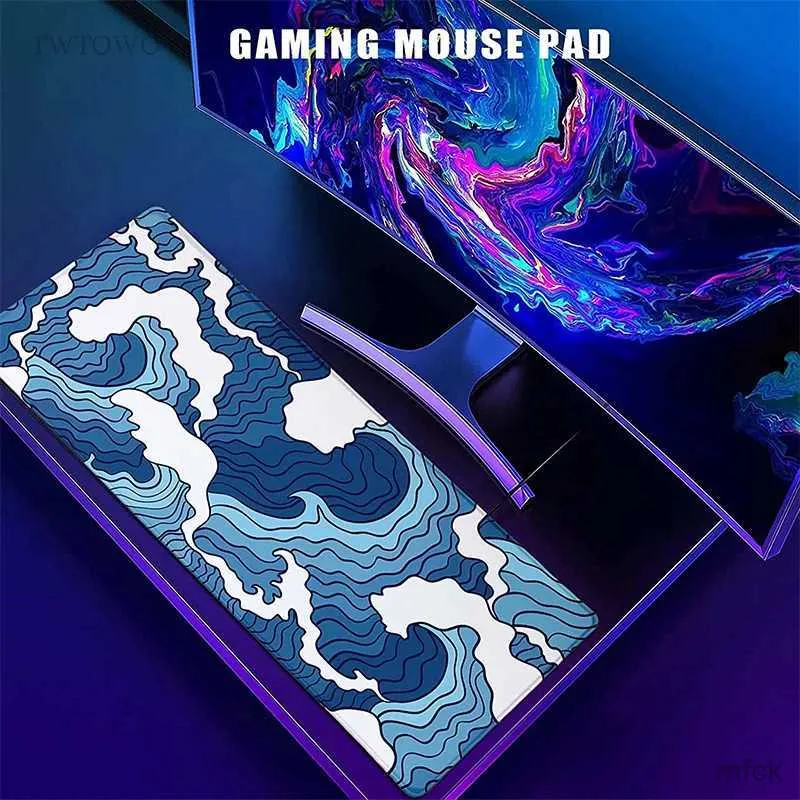 Cuscinetti per mouse polso riposa le onde blu gamer pad mouse xl personalizzato nuovo nuovo mousepad xxl tappetini da scrivania ufficio moquette naturale in gomma topo morbido tappeti mouse