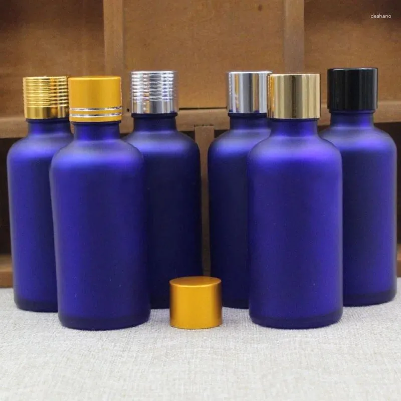 Storage Bottles 50ml Green/blue/brown/clear Glass Bottle Aluminum Lid Essential Oil Serum Moisture Liquid Complex Recovery Sample Skin