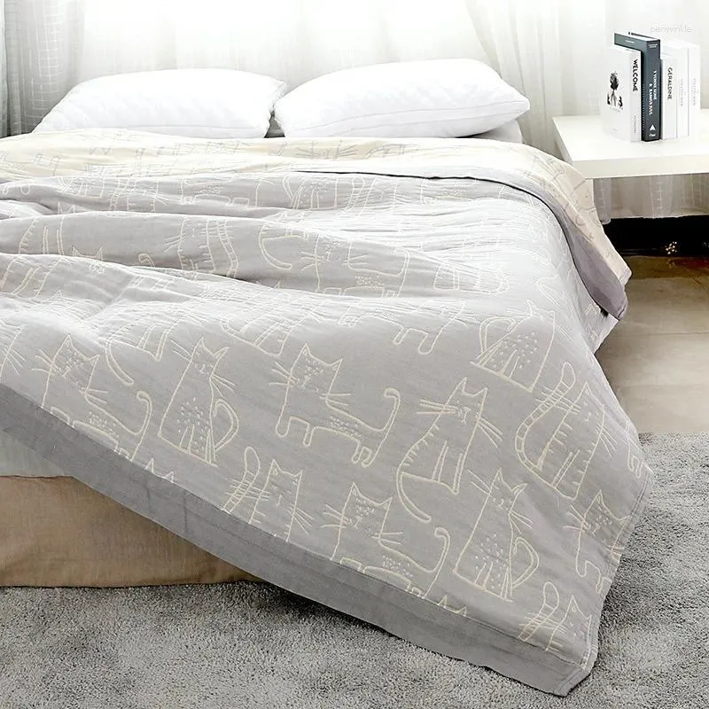 Cobertores Cinzenta Caminholas na cama Pão de quilt de inverno macio para Baby Cotton Cotton Muslin Consolador 4 Camadas 200x230cm