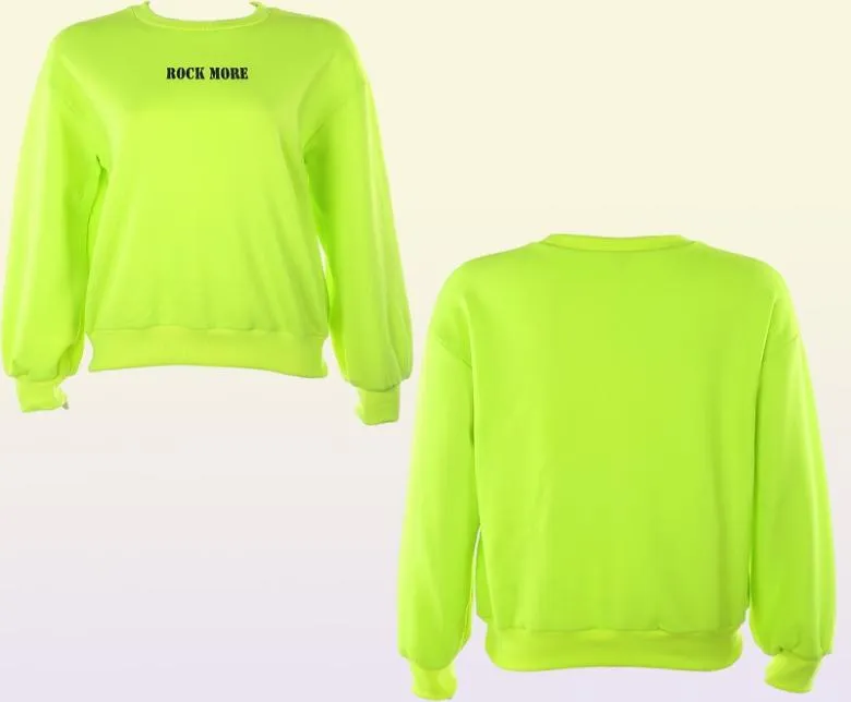 Darlingaga streetwear lös neongrön tröja kvinnor pullover brev tryckt avslappnade vintertröjor huvtröjor kpop kläder t27453925