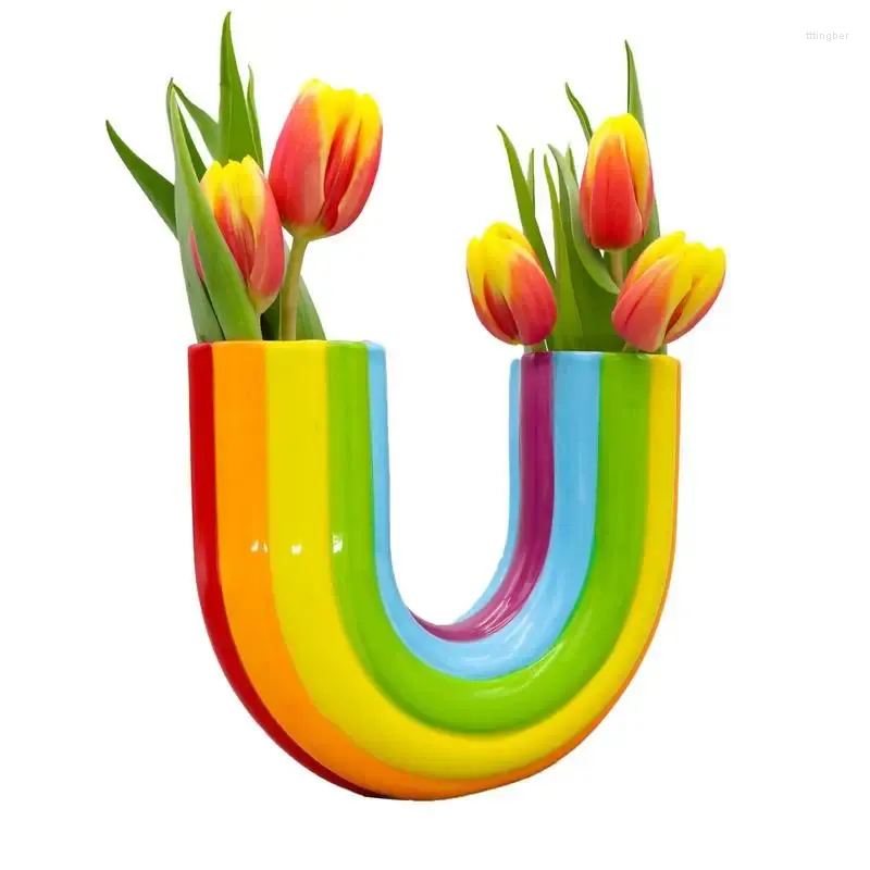 Vasi di fiori decorativi a forma di U Vaso con decorazione arcobaleno Floral Farmhouse