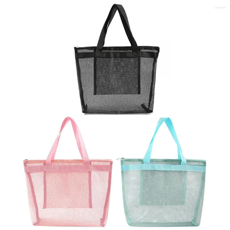 Bolsas de almacenamiento Gran capacidad Mesh Tote Bolso de hombro Picnic Picnic Beach Tool Tool Pouch