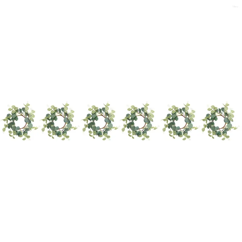 キャンドルホルダーリースリングリングイースターリースユーカリ緑の緑の装飾春の葉北欧柱ベリーピラーテーパーインチ