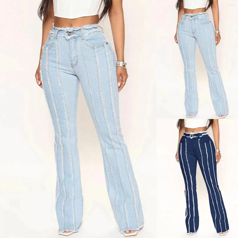 Jeans femininos para mulheres moda casual calças de flare de alta cintura de jeans folgados harajuku y2k streetwear