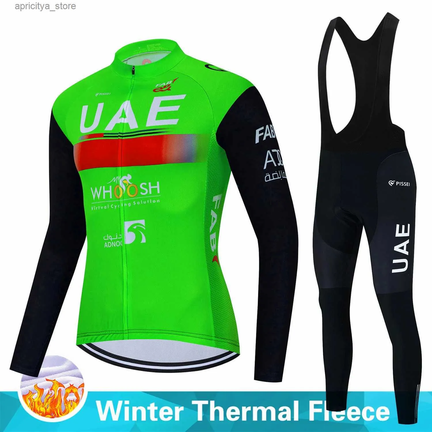 Cycling Jersey Sets 2023 Uae Team Winter Fece Cycling Jersey Set Mens Ropa Ciclismo Hombre MTB Bike Long Seve Bicyc Clothing 19D Gel Pad L48