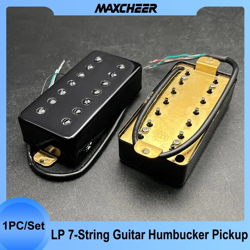 Guitar LP 7String Guitar Brass Cover Humbucker Dual in Line Slotted Screw 8.5K/14K Coil Splitting Pickup for LP Electric Guitar Black