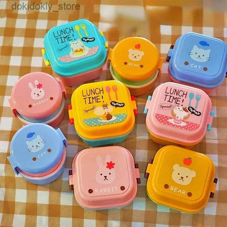 Bento Boîtes Cartoon Kittyed Bento Lunch Box Plastic Storae Box Fresh Keepin Snack Food Oranizer Household Kitchen Table Vide iRl Kid L49