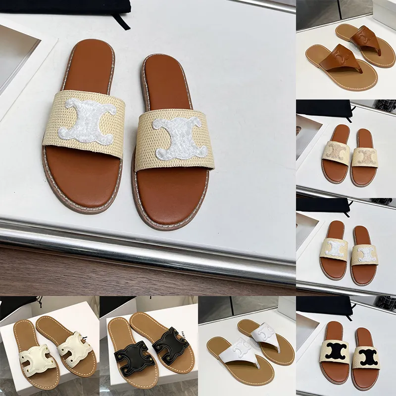 Designer Slippers triomphes Sandals For Womens Ladies Fashion Luxe claquette Sandale 2024 Female Room Outdoor Slides Summer Beach Shoes Ceeline mules