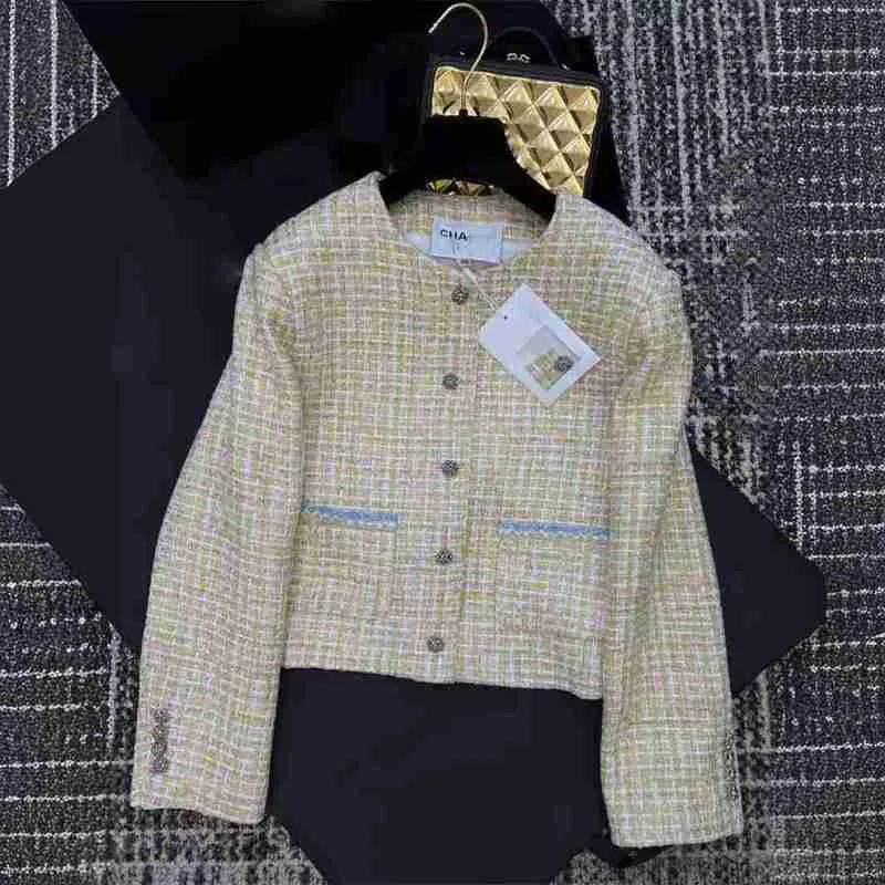 Kvinnorjackor Designer 2024 Tidig vår Ny Nanyou Cha Elegant Celebrity Little Doft Wind Single Breasted Thick Tweed Colorful Woven Coat for Women L8x1