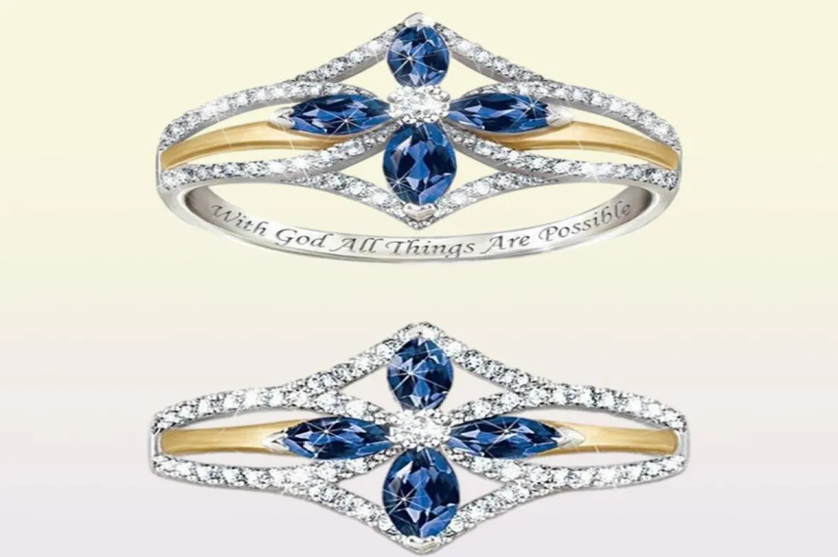 Anneau de vente à chaud pour femmes bijoux de mode vintage 925 Sterling Silver Blue Sapphire Crystal Diamond Party Femmes de fiançailles de mariage Ring1908467