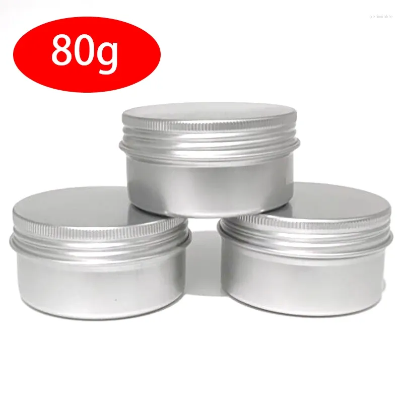 Bouteilles de rangement 50pcs Boîte en aluminium rond étain 60 ml 80 ml Vis Top de couvercle de la barbe