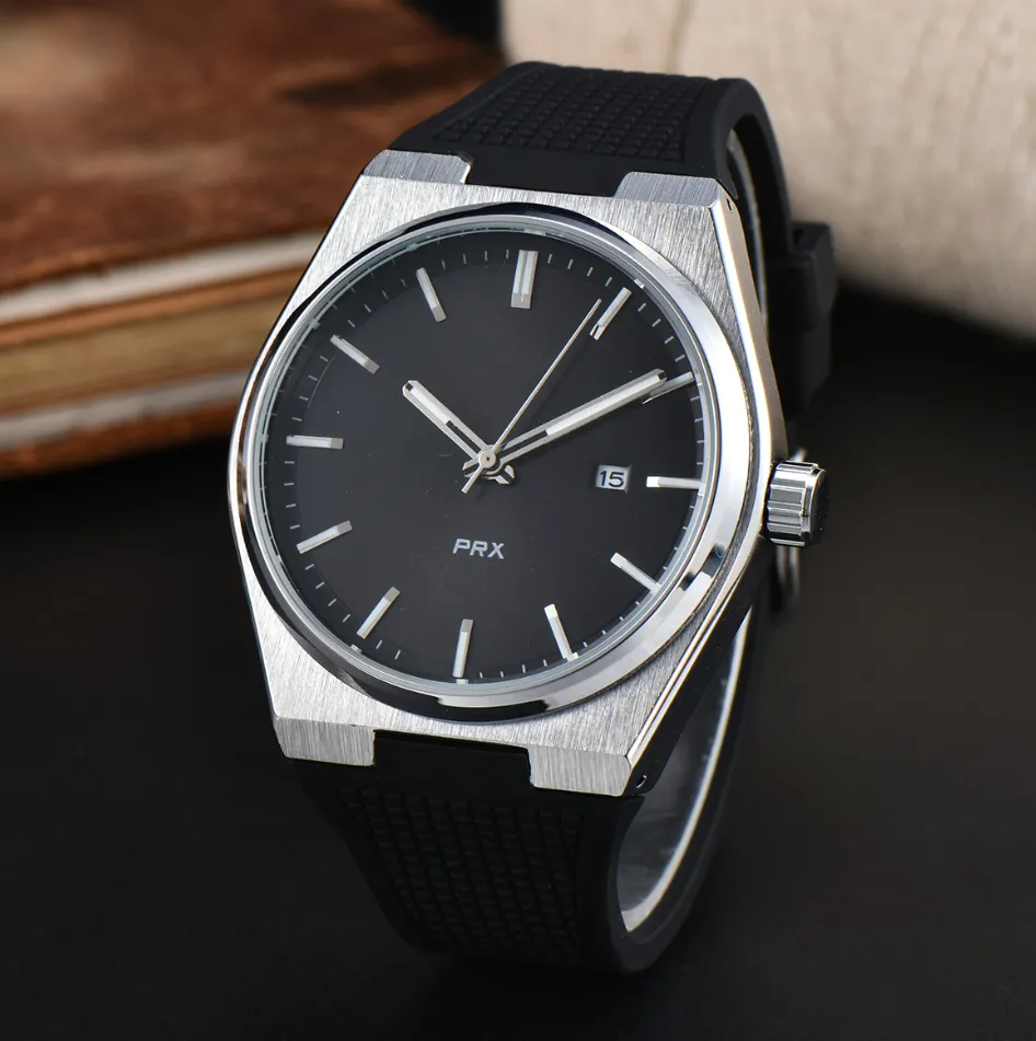 Мужские часы -дизайнер Quartz Prx Движение смотрит на ремень из нержавеющей стали водонепроницаемые сапфировые часы Высококачественные часы подарок