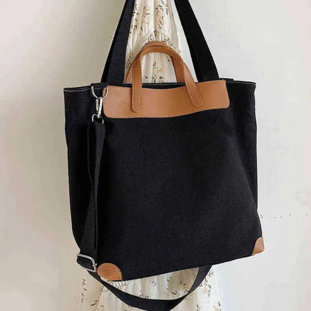Soulder çanta gündelik tuval kadın çanta tasarımcı mektupları omuz crossbody kadın büyük kapasiteli tote deri patchwork alışveriş çantası 1115