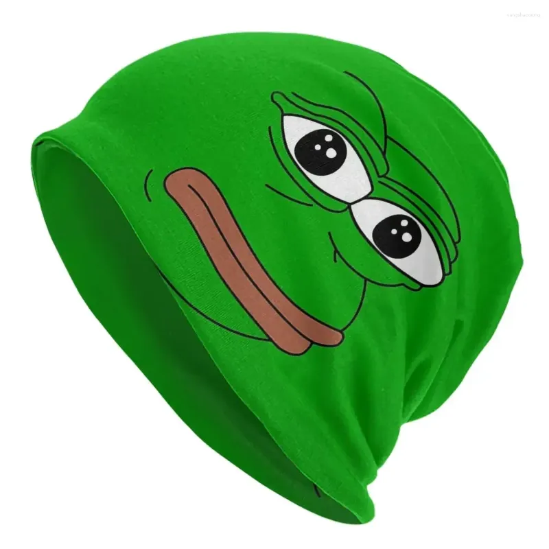 Beralar Pepe Kurbağa Peepo Emote Unisex Yetişkin Böleyi Kapaklar Örme Bonnet Şapkası Sıcak Moda Sonbahar Kış Dış Mekan Kafataları Şapkalar