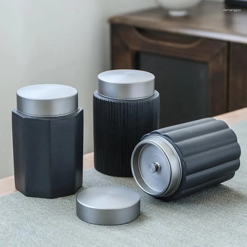 Бутылки для хранения творческий черный керамический чай может полная герметичная банка с крышкой кофе кухонная кухня кормления контейнер