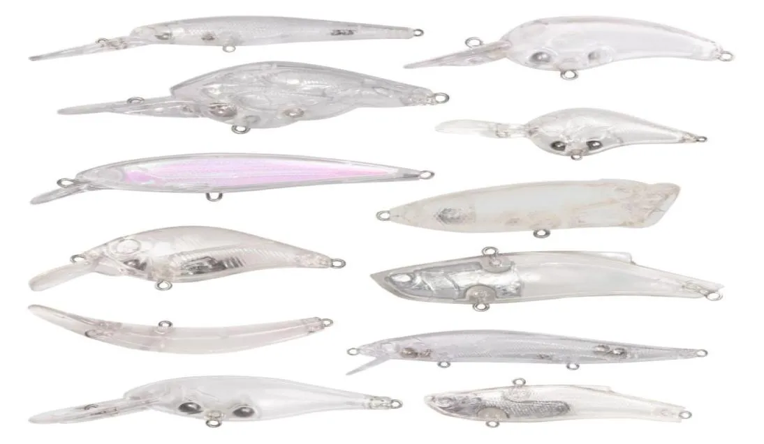 Recém -chegados em branco Crankbait não pintada isca de pesca isca de pesca de peixe Minnow Wobblers with Eyes Gift 12pcslot2841100