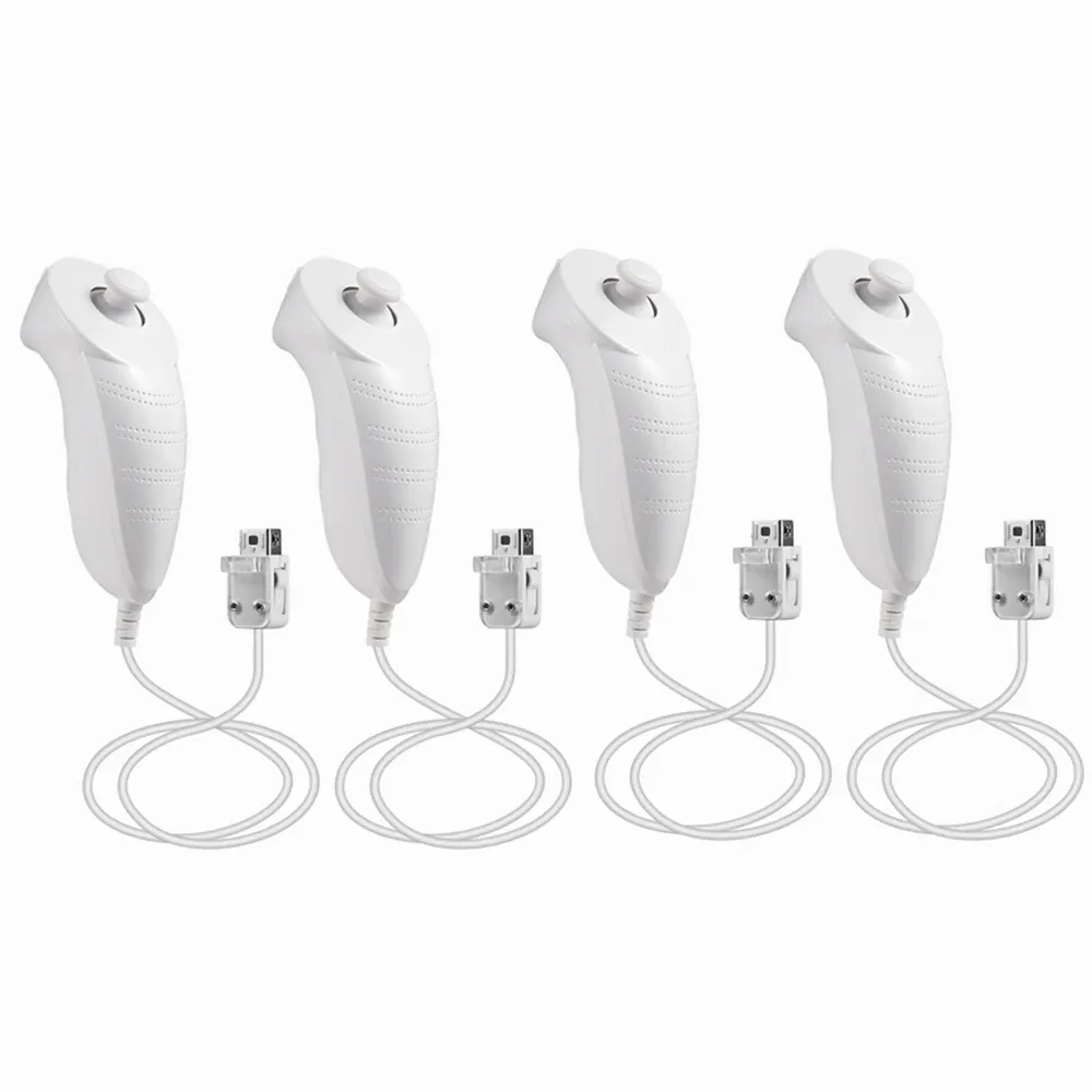 Gamepads 4 Packs Nunchuk Nunchuck Controllers Gamepad Joystick for Wii u PRO Console White
