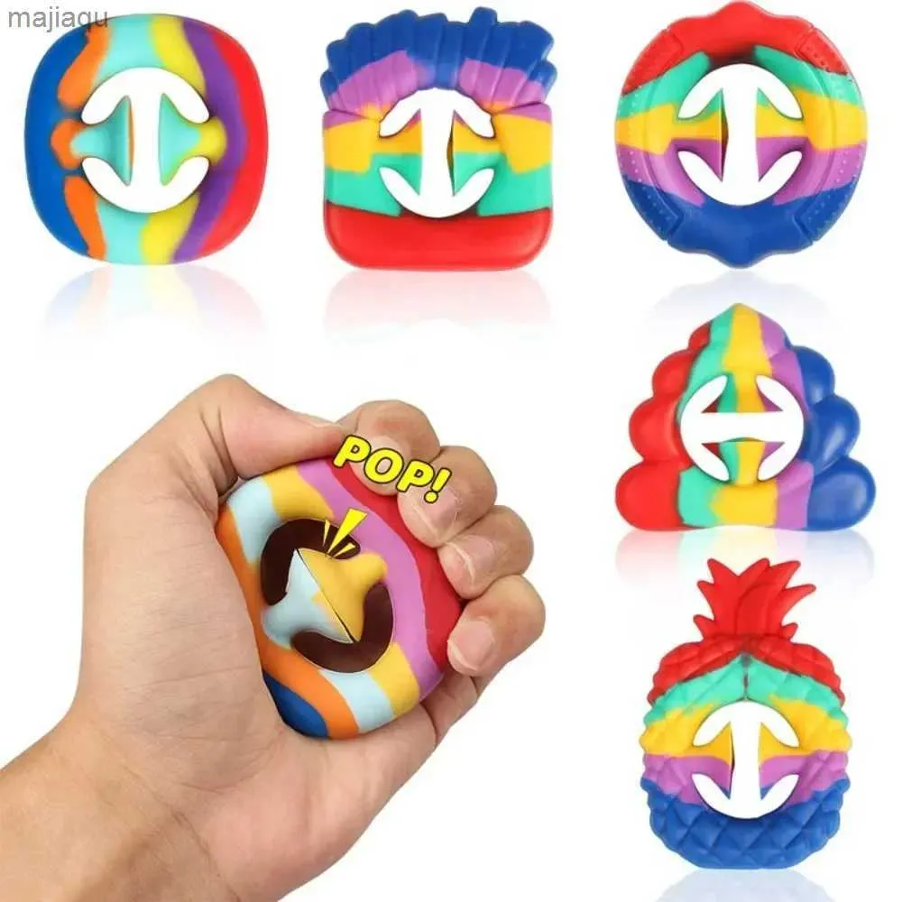 Dekompressionsleksak 1 PC Färgglad dekomprimering Fidget Toy Silicone Anti Stress Finger Hand Grip Controller Spinner Toys for Adult Children Ringl2404