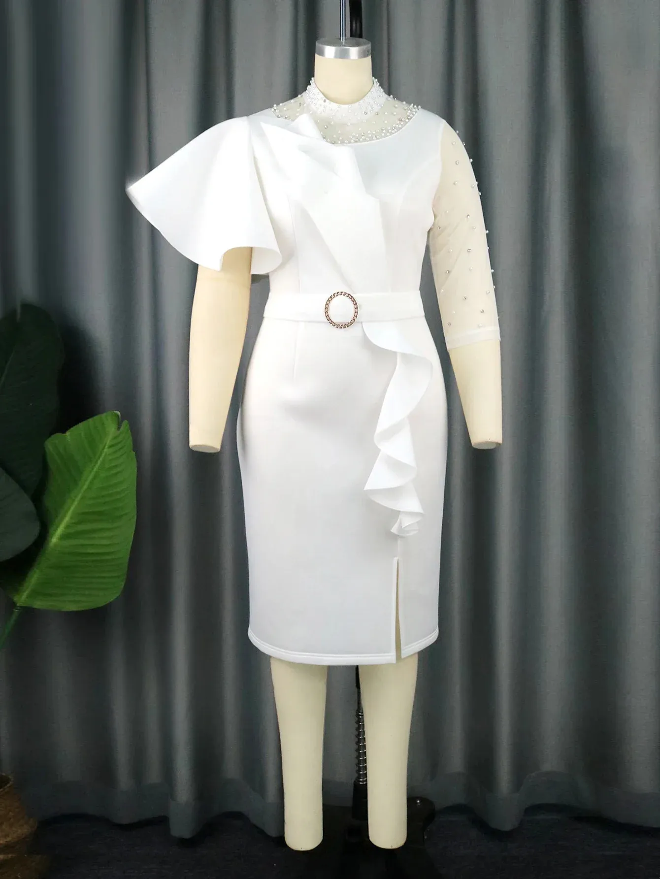 White Formal Bodycon Dress Knee-Length Empire Waist Zipper Closure  Synthetic Knitting Fabric from Dhgate Basic & Casual Dresses - price 64.93