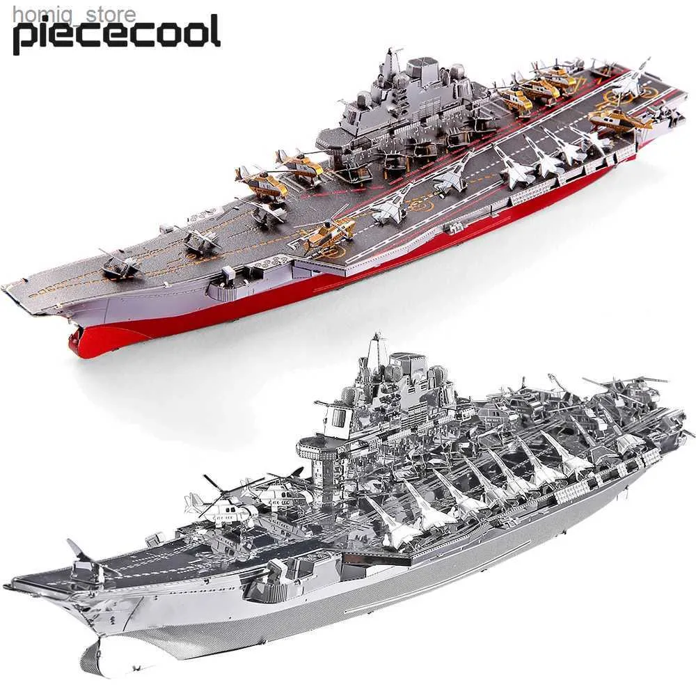 3D Puzzles Piececool Model Zestawy budowlane Plan Liaoning CV-16 3D Metal Puzzles Battleship Jigsaw DIY Toys for Teen Y240415