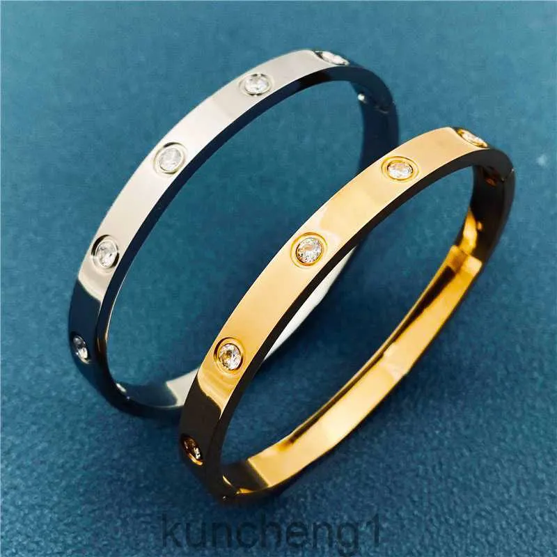 Kaga Fashion Clip Ten Diamond Titanium Steel Bracelet Japanese Korean Couple Stainless Steel Bracelet Valentines Day Bracelet
