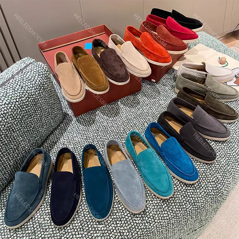 Designers shoes for MEN Women Dress Flat Heels 35-47 Top quality soft Cashmere loafers Classic Buckle style Handmade breathable comfortable Casual Shoe with box