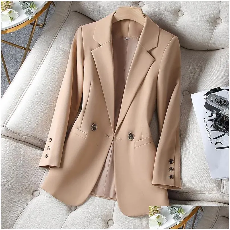 Damespakken blazers dames kaki pak jas lente herfst mode Koreaanse lange mouw vrouw jasje casual kantoor dames blazer tops dhkpz