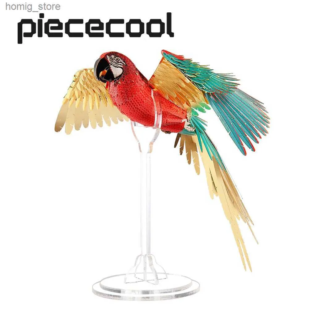 Puzzle 3D PETCHECOOL 3D PUZLE METALE 3D Scarlet Macaw Modello Kit Builling per teaser cerebrale per adolescenti per adulti Y240415