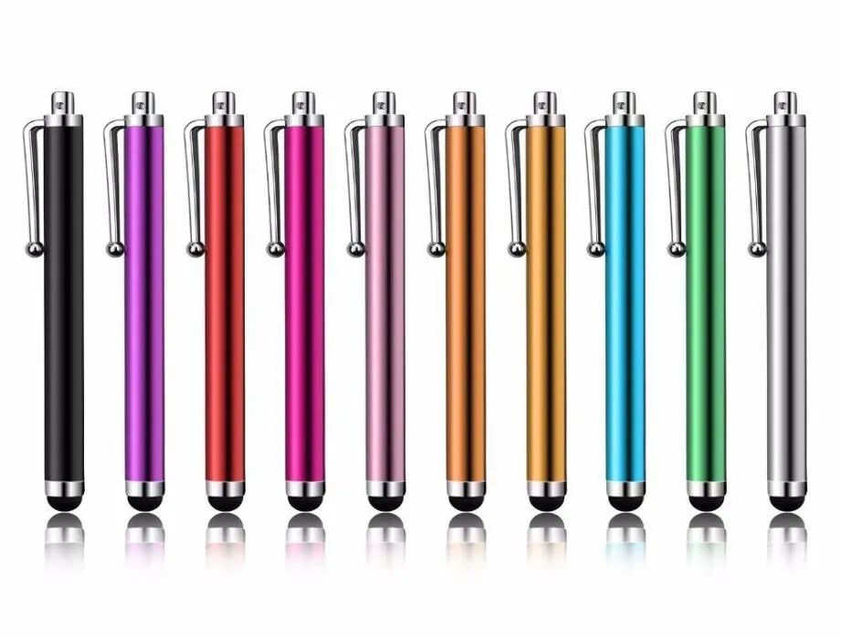 High Quality Long Capacitive Screen Metal Stylus Touch Pen With Clip Silicone tip stylu9428518