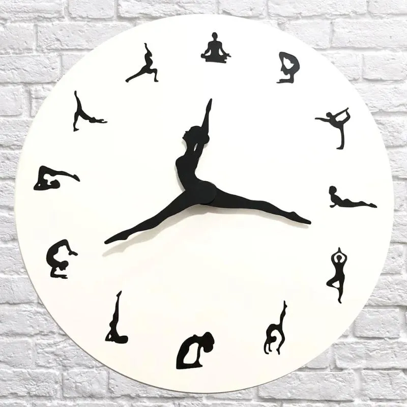 Wanduhren lustige Yoga Haltung Uhr Wohnzimmer Schlafzimmer Dekoration Horologe modernes Design Stummes Dekor Hanging Uhr