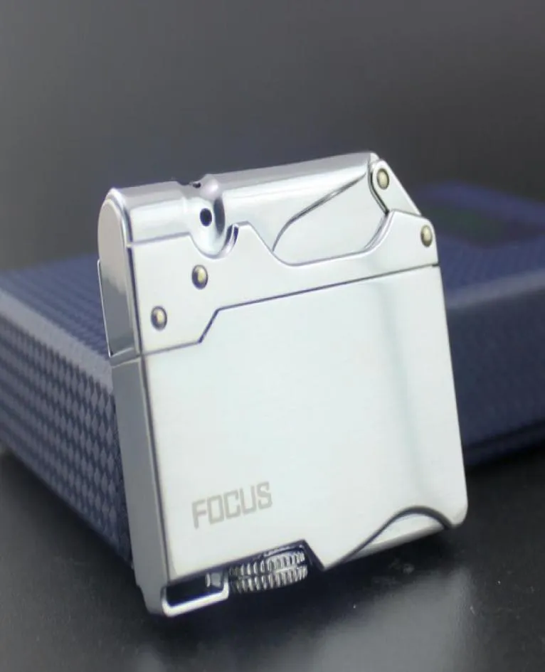 Nouvelle nouvelle nouveauté en métal jet gas plus léger brique gonflable butane briquet turbinefocus torche peut être placé cigarette case5643251