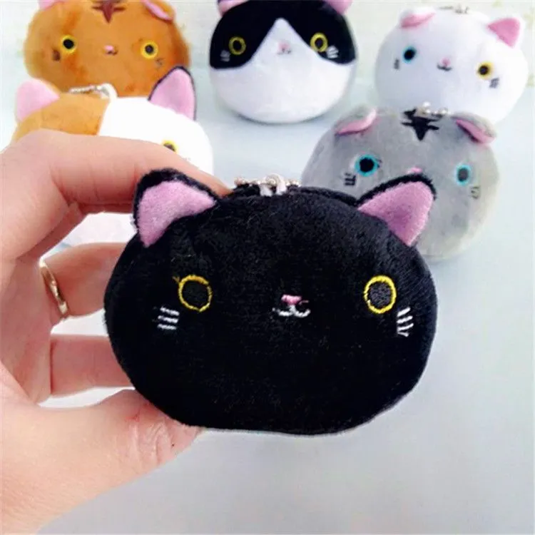 Nouveau 6 couleurs kawaii 7cm chats toys toys kelechain noir blanc chat peluche toy poupée pour la fête des enfants