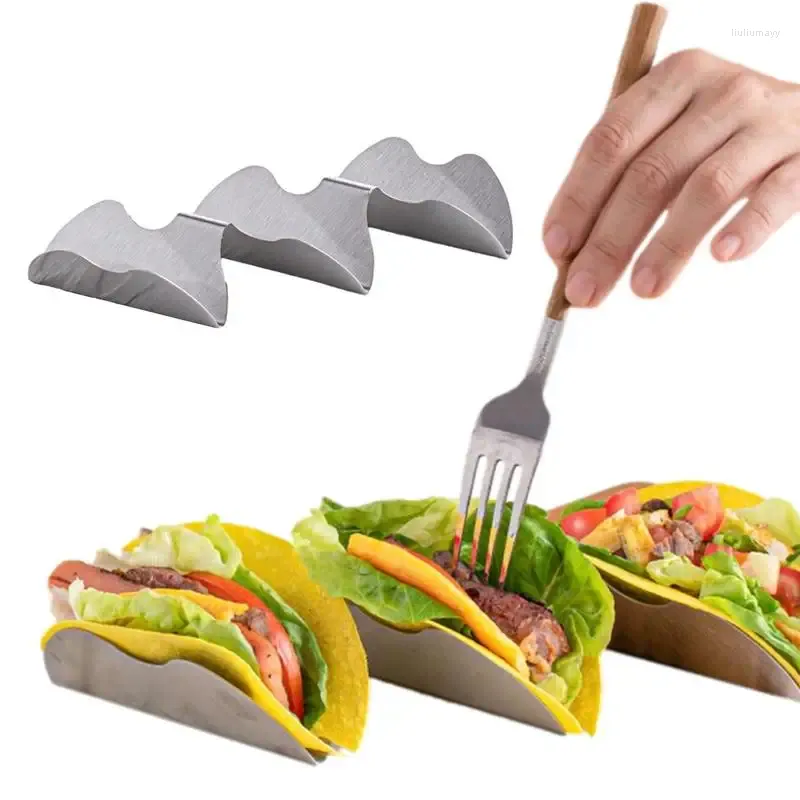 Plates Taco Shell Holder Stainless Steel Tray W-Shaped Misalignment Design Innovative Non Stick Kitchen Baking Gadgets