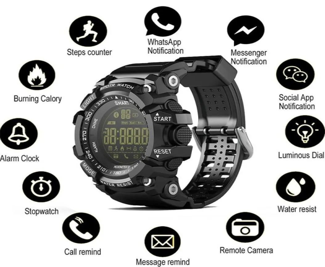 Ex16 Smart Watch Bluetooth imperméable IP67 Smart Wristwatch Relogios Pidomètre Bracelet Sport pour iPhone Android Phone W4087817