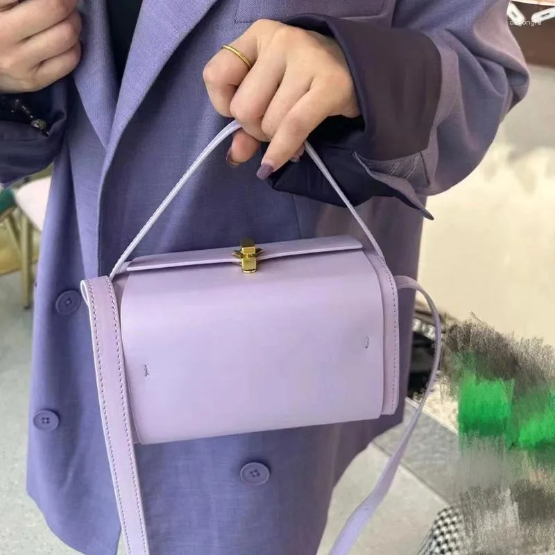 Drawstring Women Shoulder Bag Luxury Designer Square Box Handväska 2024 Fashion Trend Purple Purple Bowling