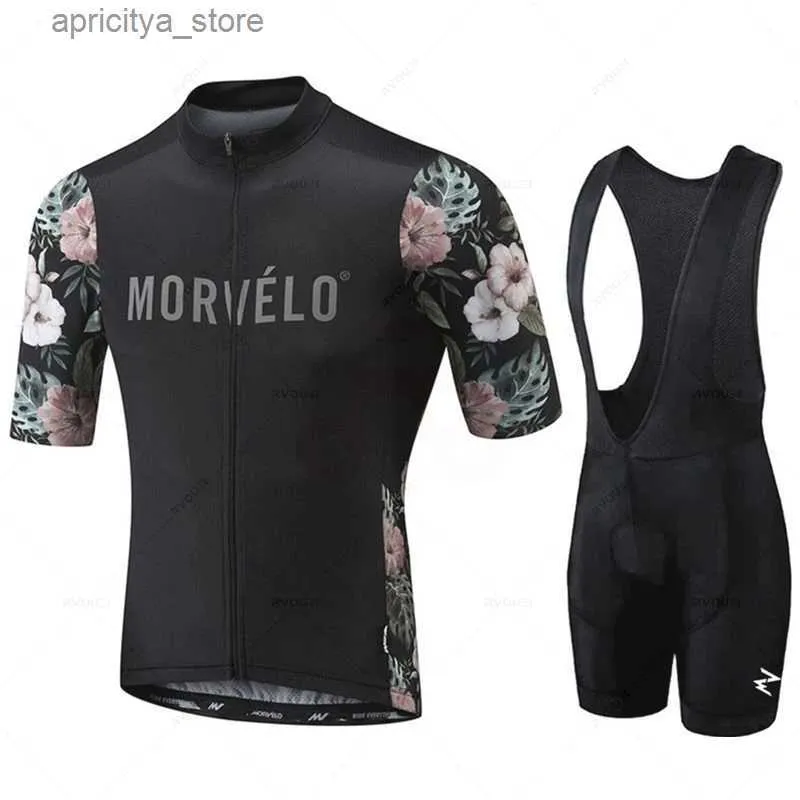 Set di maglia ciclistica 2023 Morvelo Summer Pro Mens Cicling Jersey Suite Mountain Bike Triathlon Driching Breathing Bytineb Bytineb Bythab Bicyc Ropa Ciclismo L48