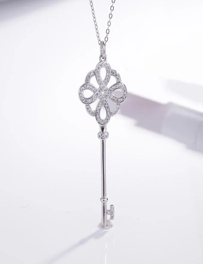 Ожерелье китайское узел Sier Lated Temperament Weater Chain, инкрустированная бриллиантовым ключом моделирования подвесной клавику
