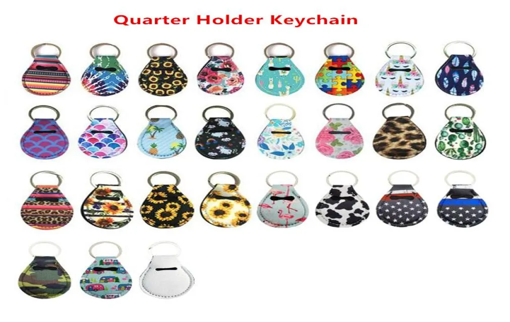 Персонализированная вечеринка 27 Design Neoprene Quarter Dellower Keychain Дайвинг материал для монетов ключей -гитары держатели Unicorn PAT2905649