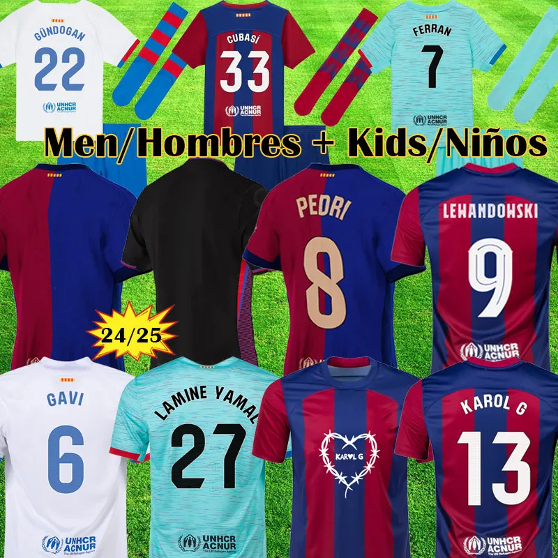 FC Barcelona Maillot de football Barcelone LAMINE YAMAL Barça PEDRI GAVI Maillot LEWANDOWSKI pour hommes ensembles BARCA FC femmes enfants Kits