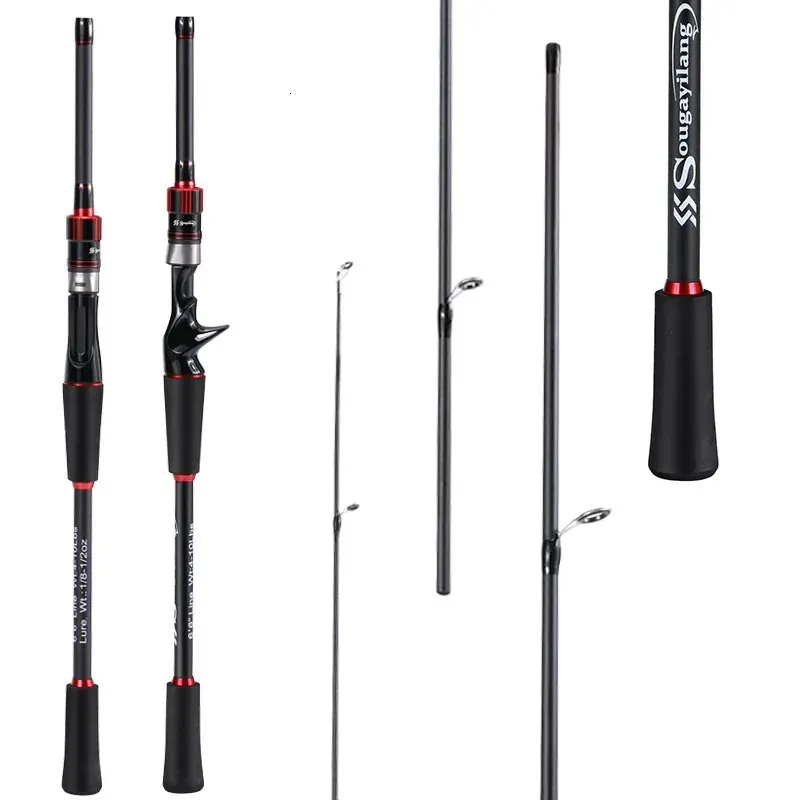 Sougayilang 4 Seções Lure Haste de pesca 1,8m 1,98m 2,1m Fibra de carbono Pólo de pesca de fibra de fibra de carbono para carpa Pike Bass Fishing 240407