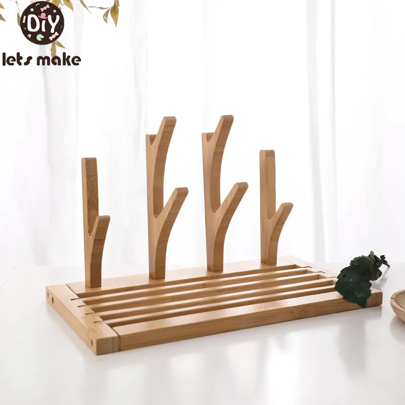 Baby Feeding Bottle Drain Rack Food Grade Wooden Removable Nipple Cup Holder Storage Drying Dry Machine 240412