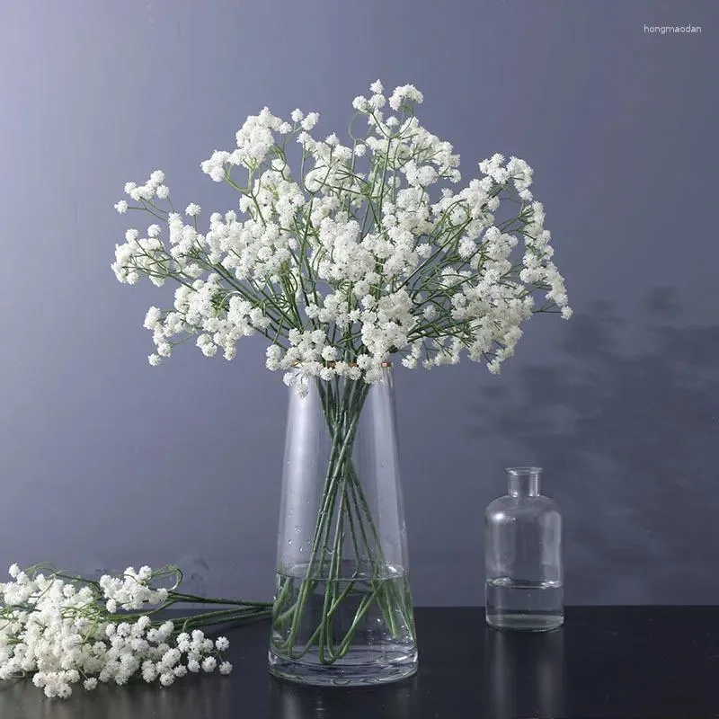 Dekorativa blommor Simulering Gypsophila gren Bröllop Floral Plastisk falsk konstgjorda multihuvud Vit Flower Hall Decoration