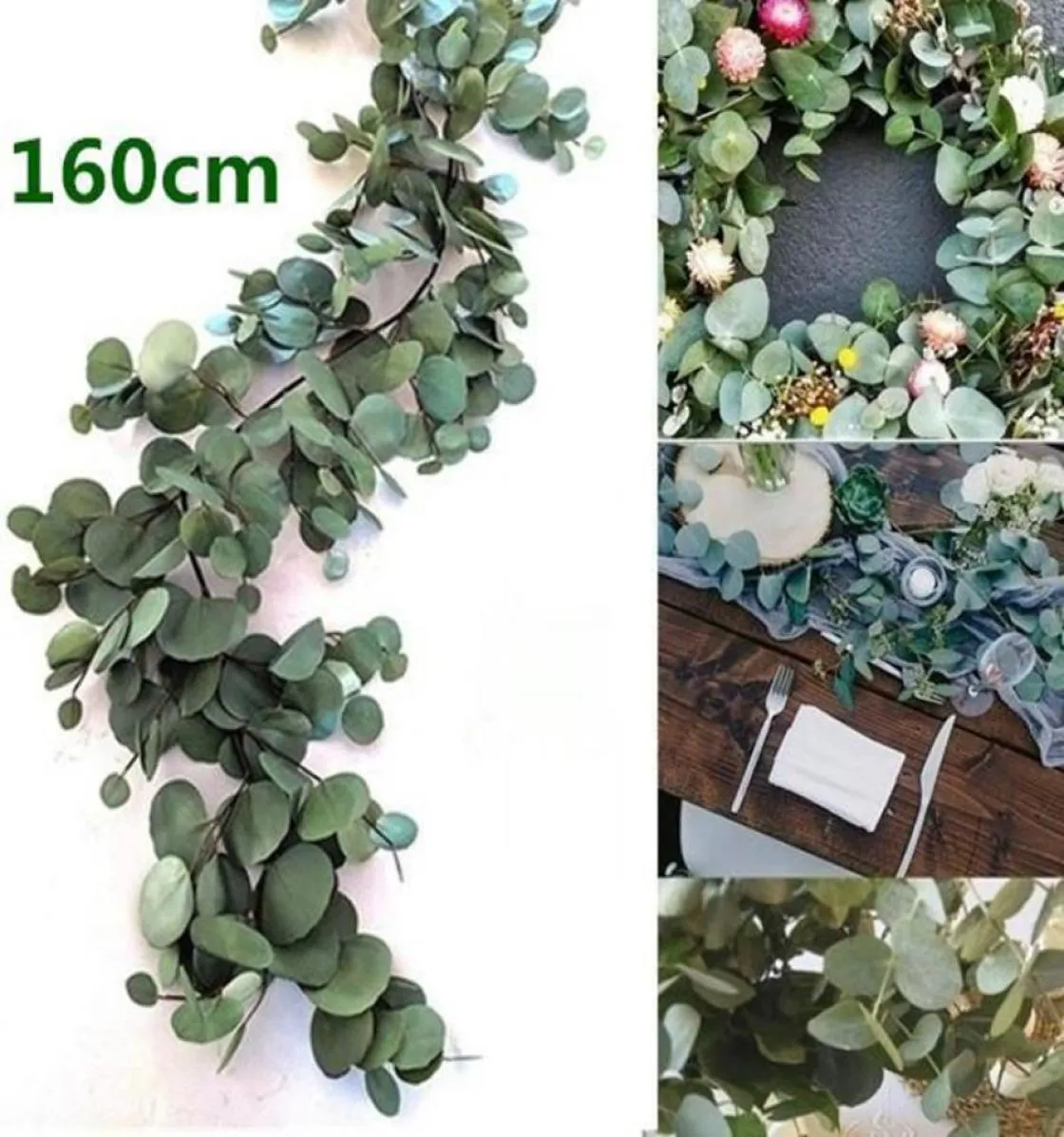 160 cm sztuczny eukaliptus girland wiszący rattan Wedding Greenery Willow Leaf Table Centerpiece Party El Cafe Decor New4923923