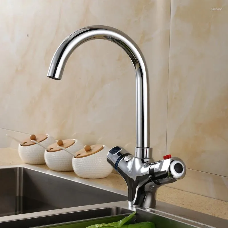 Kitchen Faucets Classic Flexible Thermostatic Faucet For Basin/Kitchen 360 Degree Rotatable Bathroom Mixing Tap Deck Mounted