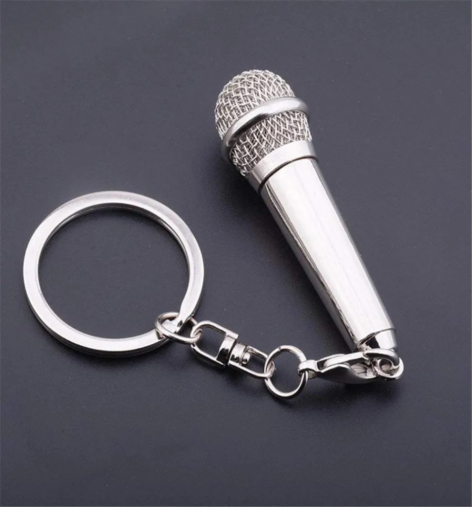 Kimter charme music microphone vocation clés anneaux metal chanteur rappeur rock keyfobs femmes hommes sac sac à bains