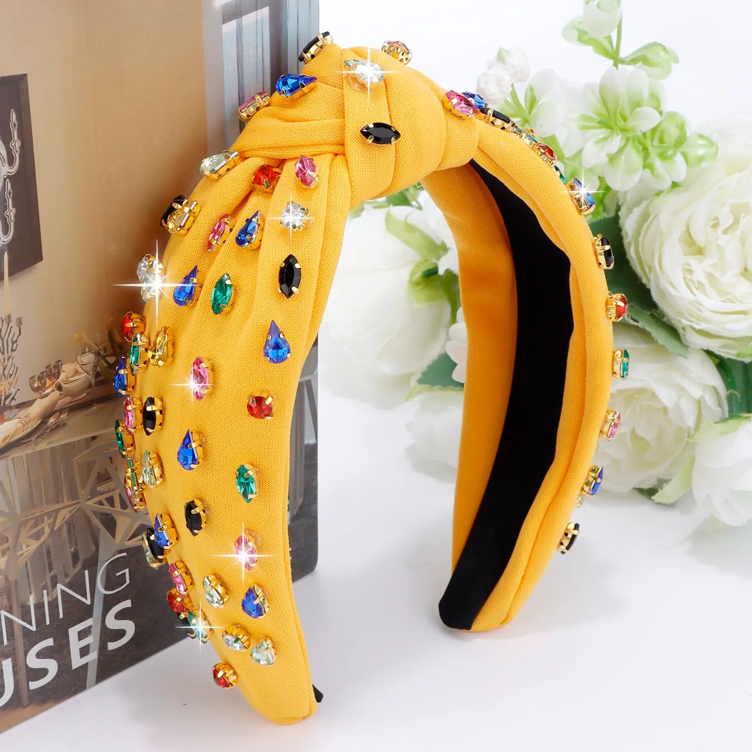 Women Head Bands for Women's Hair Rhinestone Jeweled Womens Headbands Wide Top Knot Headbands Beaded Headband Embellished Headbands Crystal Hairband