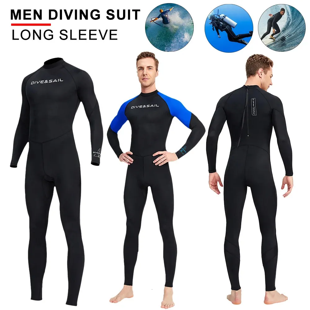 Men Diving Suit Long Sleeve Sunscreen Diving Skin Clothes Scuba Diving Full Suit Spearfishing Swimwear Water Sports Equipment 240411